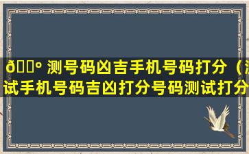 🐺 测号码凶吉手机号码打分（测试手机号码吉凶打分号码测试打分）